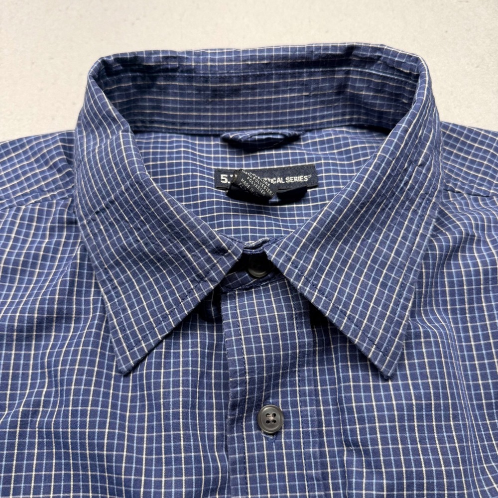 5.11 Tactical Shirt Mens XL Blue Plaid Long Sleeve Button Down MeshUtility Shirt - Picture 2 of 10